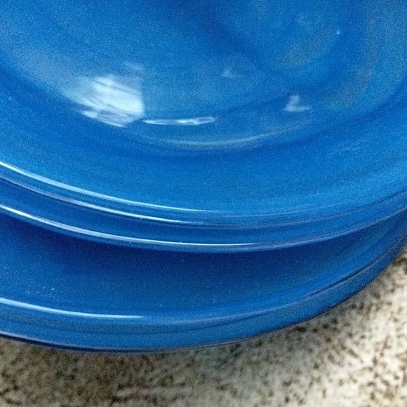 Set of 4 Swirl Glass Blue Side Salad Plates - Picture 3 of 4